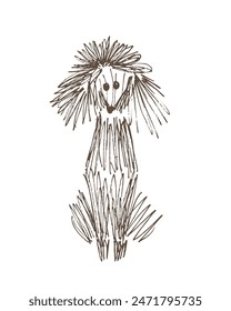 Ilustración de contorno Imagen de Vector de un perro.
Dibujo a mano de un perro.
Simple lindo logotipo original.
Ilustración vectorial dibujada a mano para carteles.