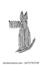 Ilustración de contorno Imagen de Vector de un perro.
Dibujo a mano de un perro.
Simple lindo logotipo original.
Ilustración vectorial dibujada a mano para carteles.