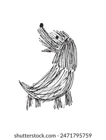 Outline illustration vector image of a dog.
Hand drawn artwork of a dog.
Simple cute original logo.
Hand drawn vector illustration for posters.