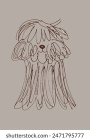 Umriss Illustration Vektorgrafik Bild eines Hundes.
Handgezeichnetes Kunstwerk eines Hundes.
Einfaches, niedliches Original-Logo.
Handgezeichnete Vektorillustration für Poster.