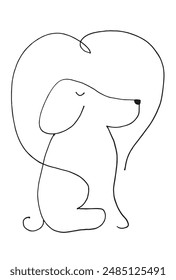 Outline illustration vector image of a  dog.
Hand drawn artwork of a dog.
Simple cute original logo.
Hand drawn vector illustration for posters.