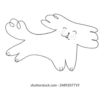 Ilustración de contorno Imagen de Vector de un perro.
Dibujo a mano de un perro.
Simple lindo logotipo original.
Ilustración vectorial dibujada a mano para carteles.