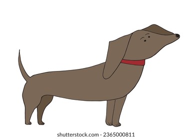 Outline illustration vector image of a doxie dog.
Hand drawn artwork of a dachshund. 
Simple cute original logo.
Hand drawn vector illustration for posters, cards, t-shirts.