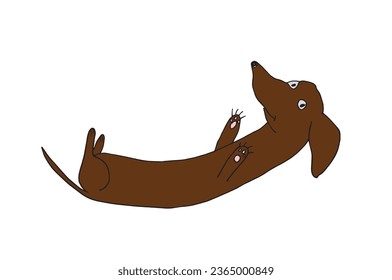 Outline illustration vector image of a doxie dog.
Hand drawn artwork of a dachshund. 
Simple cute original logo.
Hand drawn vector illustration for posters, cards, t-shirts.