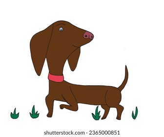 Outline illustration vector image of a doxie dog.
Hand drawn artwork of a dachshund. 
Simple cute original logo.
Hand drawn vector illustration for posters, cards, t-shirts.