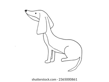 Outline illustration vector image of a doxie dog.
Hand drawn artwork of a dachshund. 
Simple cute original logo.
Hand drawn vector illustration for posters, cards, t-shirts.