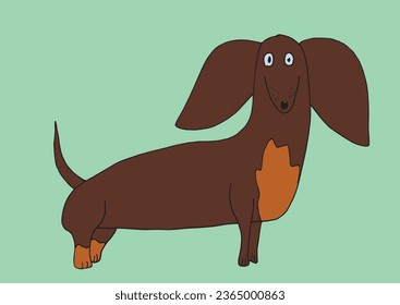 Outline illustration vector image of a doxie dog.
Hand drawn artwork of a dachshund. 
Simple cute original logo.
Hand drawn vector illustration for posters, cards, t-shirts.