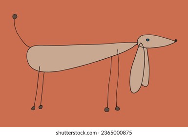 Outline illustration vector image of a doxie dog.
Hand drawn artwork of a dachshund. 
Simple cute original logo.
Hand drawn vector illustration for posters, cards, t-shirts.
