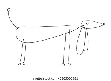 Outline illustration vector image of a doxie dog.
Hand drawn artwork of a dachshund. 
Simple cute original logo.
Hand drawn vector illustration for posters, cards, t-shirts.