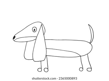 Outline illustration vector image of a doxie dog.
Hand drawn artwork of a dachshund. 
Simple cute original logo.
Hand drawn vector illustration for posters, cards, t-shirts.