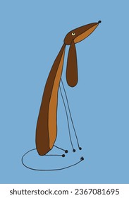 Outline illustration vector image of a doxie.
Hand drawn artwork of a dachshund. 
Simple cute original logo.
Hand drawn vector illustration for posters, cards, t-shirts.