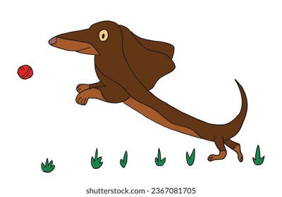 Outline illustration vector image of a doxie.
Hand drawn artwork of a dachshund. 
Simple cute original logo.
Hand drawn vector illustration for posters, cards, t-shirts.