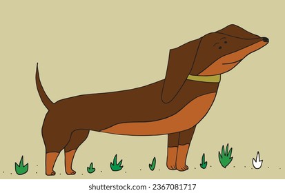 Outline illustration vector image of a doxie.
Hand drawn artwork of a dachshund. 
Simple cute original logo.
Hand drawn vector illustration for posters, cards, t-shirts.