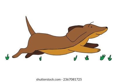 Outline illustration vector image of a doxie.
Hand drawn artwork of a dachshund. 
Simple cute original logo.
Hand drawn vector illustration for posters, cards, t-shirts.