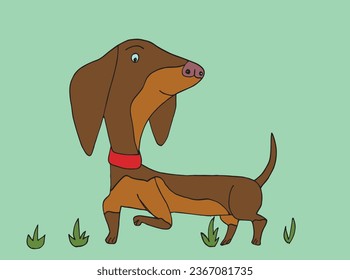 Outline illustration vector image of a doxie.
Hand drawn artwork of a dachshund. 
Simple cute original logo.
Hand drawn vector illustration for posters, cards, t-shirts.