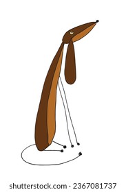 Outline illustration vector image of a doxie.
Hand drawn artwork of a dachshund. 
Simple cute original logo.
Hand drawn vector illustration for posters, cards, t-shirts.