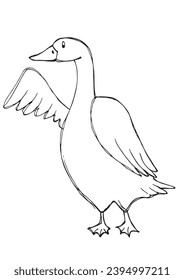 Outline illustration vector image of a duck.
Hand drawn artwork of a duck.
Simple cute original logo.
Hand drawn vector illustration for posters, cards, t-shirts.