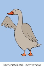 Outline illustration vector image of a duck.
Hand drawn artwork of a duck.
Simple cute original logo.
Hand drawn vector illustration for posters, cards, t-shirts.