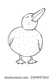 Ilustración de esquema de imagen vectorial de un pato.
Obra artística de mano de un pato.
Simple y lindo logo original.
Ilustración vectorial dibujada a mano para afiches, tarjetas, camisetas.