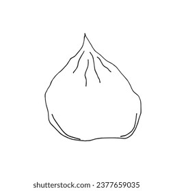 Outline illustration vector image of a dumpling.
Hand drawn artwork of a dumpling. 
Simple cute original logo.
Hand drawn vector illustration for posters, cards, t-shirts.