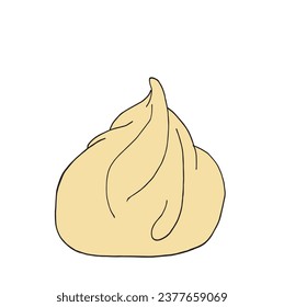 Outline illustration vector image of a dumpling.
Hand drawn artwork of a dumpling. 
Simple cute original logo.
Hand drawn vector illustration for posters, cards, t-shirts.