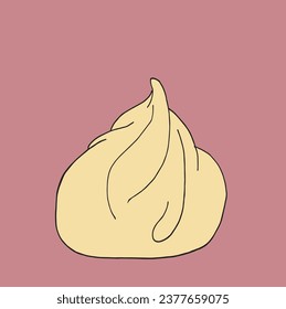 Outline illustration vector image of a dumpling.
Hand drawn artwork of a dumpling. 
Simple cute original logo.
Hand drawn vector illustration for posters, cards, t-shirts.