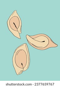 Outline illustration vector image of a dumpling.
Hand drawn artwork of a dumpling. 
Simple cute original logo.
Hand drawn vector illustration for posters, cards, t-shirts.