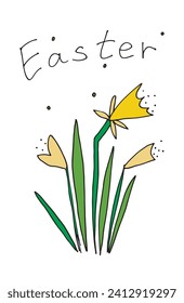 Ilustración de esquema de imagen vectorial de una tarjeta de Pascua.
Dibujo a mano de elementos de Pascua.
Simple y lindo logo original.
Ilustración vectorial dibujada a mano para afiches