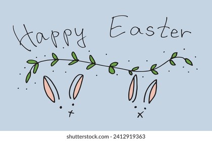 Outline illustration vector image of a Easter card.
Hand drawn artwork of a Easter elements.
Simple cute original logo.
Hand drawn vector illustration for posters
