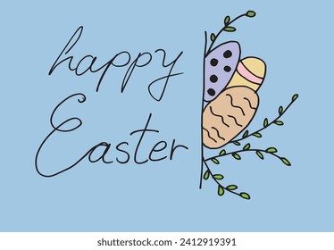 Outline illustration vector image of a Easter card.
Hand drawn artwork of a Easter elements.
Simple cute original logo.
Hand drawn vector illustration for posters