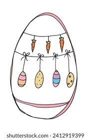 Outline illustration vector image of a Easter card.
Hand drawn artwork of a Easter elements.
Simple cute original logo.
Hand drawn vector illustration for posters