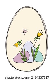 Outline illustration vector image of a Easter card.
Hand drawn artwork of a Easter elements.
Simple cute original logo.
Hand drawn vector illustration for posters