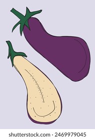 Esquema ilustración Imagen de Vector de una berenjena.
Dibujo a mano de una berenjena.
Simple lindo logotipo original.
Ilustración vectorial dibujada a mano para carteles.