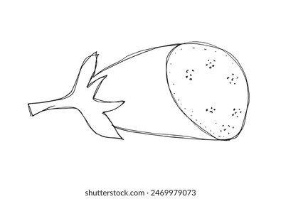 Outline illustration vector image of an eggplant.
Hand drawn artwork of an eggplant.
Simple cute original logo.
Hand drawn vector illustration for posters.