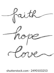 Outline illustration vector image of a faith, love and hope symbol.
Hand drawn artwork of a faith, love and hope symbol.
Simple cute original logo.
Hand drawn vector illustration for posters.
