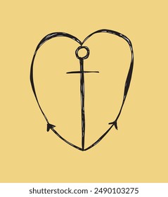 Outline illustration vector image of a faith, love and hope symbol.
Hand drawn artwork of a faith, love and hope symbol.
Simple cute original logo.
Hand drawn vector illustration for posters.