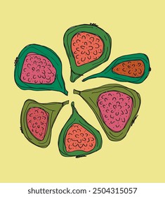 Outline illustration vector image of a fig.
Hand drawn artwork of a figs.
Simple cute original logo.
Hand drawn vector illustration for posters.