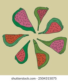 Outline illustration vector image of a fig.
Hand drawn artwork of a figs.
Simple cute original logo.
Hand drawn vector illustration for posters.