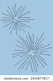 Outline illustration vector image of a fireworks.
Hand drawn artwork of a fireworks.
Simple cute original logo.
Hand drawn vector illustration for posters.