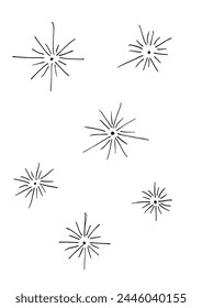 Outline illustration vector image of a fireworks.
Hand drawn artwork of a fireworks.
Simple cute original logo.
Hand drawn vector illustration for posters.
