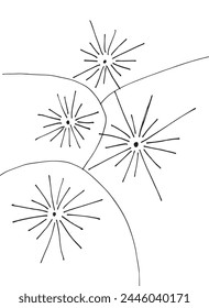 Outline illustration vector image of a fireworks.
Hand drawn artwork of a fireworks.
Simple cute original logo.
Hand drawn vector illustration for posters.