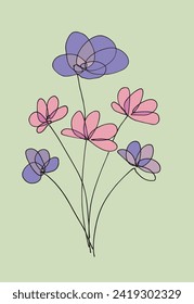 Outline illustration vector image of a flower.
Hand drawn artwork of a flowers.
Simple cute original logo.
Hand drawn vector illustration for posters.