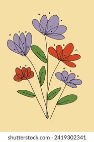 Outline illustration vector image of a flower.
Hand drawn artwork of a flowers.
Simple cute original logo.
Hand drawn vector illustration for posters.