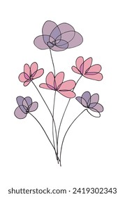 Umfassende Vektorgrafik einer Blume.
Handgezeichnete Kunstwerke von Blumen.
Einfaches, niedliches Originallogo.
Handgezeichnete Vektorgrafik für Poster.