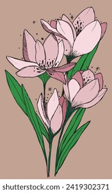 Outline illustration vector image of a flower.
Hand drawn artwork of a flowers.
Simple cute original logo.
Hand drawn vector illustration for posters.