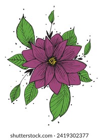 Umfassende Vektorgrafik einer Blume.
Handgezeichnete Kunstwerke von Blumen.
Einfaches, niedliches Originallogo.
Handgezeichnete Vektorgrafik für Poster.