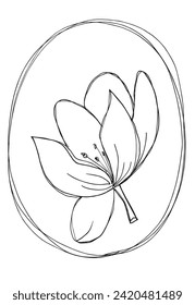 Ilustración de esquema de imagen vectorial de una flor.
Obra artística de mano de una flor.
Simple y lindo logo original.
Ilustración vectorial dibujada a mano para afiches.