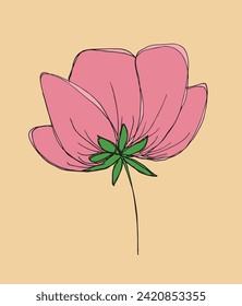 Outline illustration vector image of a flower.
Hand drawn artwork of a flowers.
Simple cute original logo.
Hand drawn vector illustration for posters.