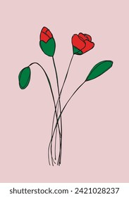 Outline illustration vector image of a flower.
Hand drawn artwork of a flowers.
Simple cute original logo.
Hand drawn vector illustration for posters.