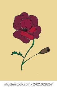 Ilustración de esquema de imagen vectorial de una flor.
Obra artística de mano de una flor.
Simple y lindo logo original.
Ilustración vectorial dibujada a mano para afiches.